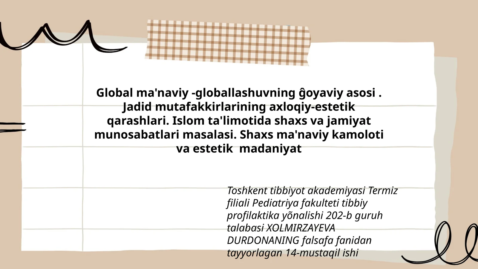 Toshkent tibbiyot akademiyasi Termiz filiali Pediatriya fakulteti tibbiy profilaktika