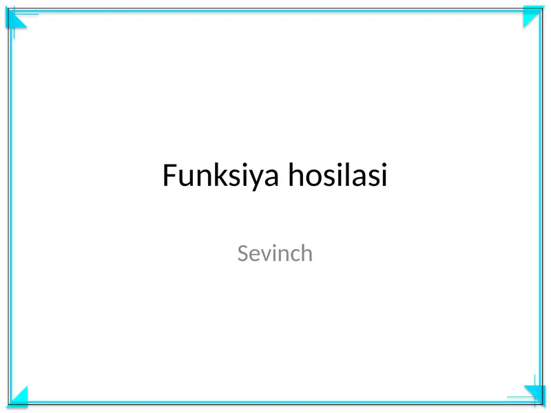 Funksiya hosilasi