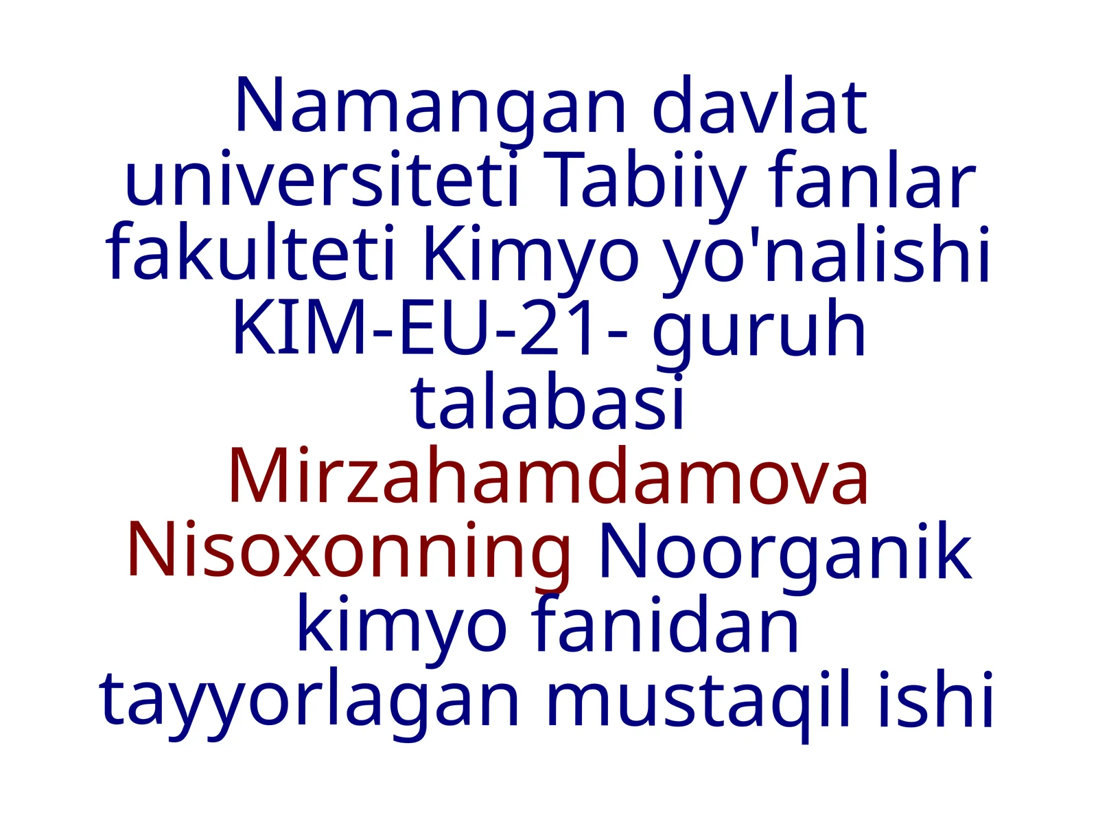Nitridlar, gidrazin, gidroksilamin, azid kislotasi, azot oksokislotalari