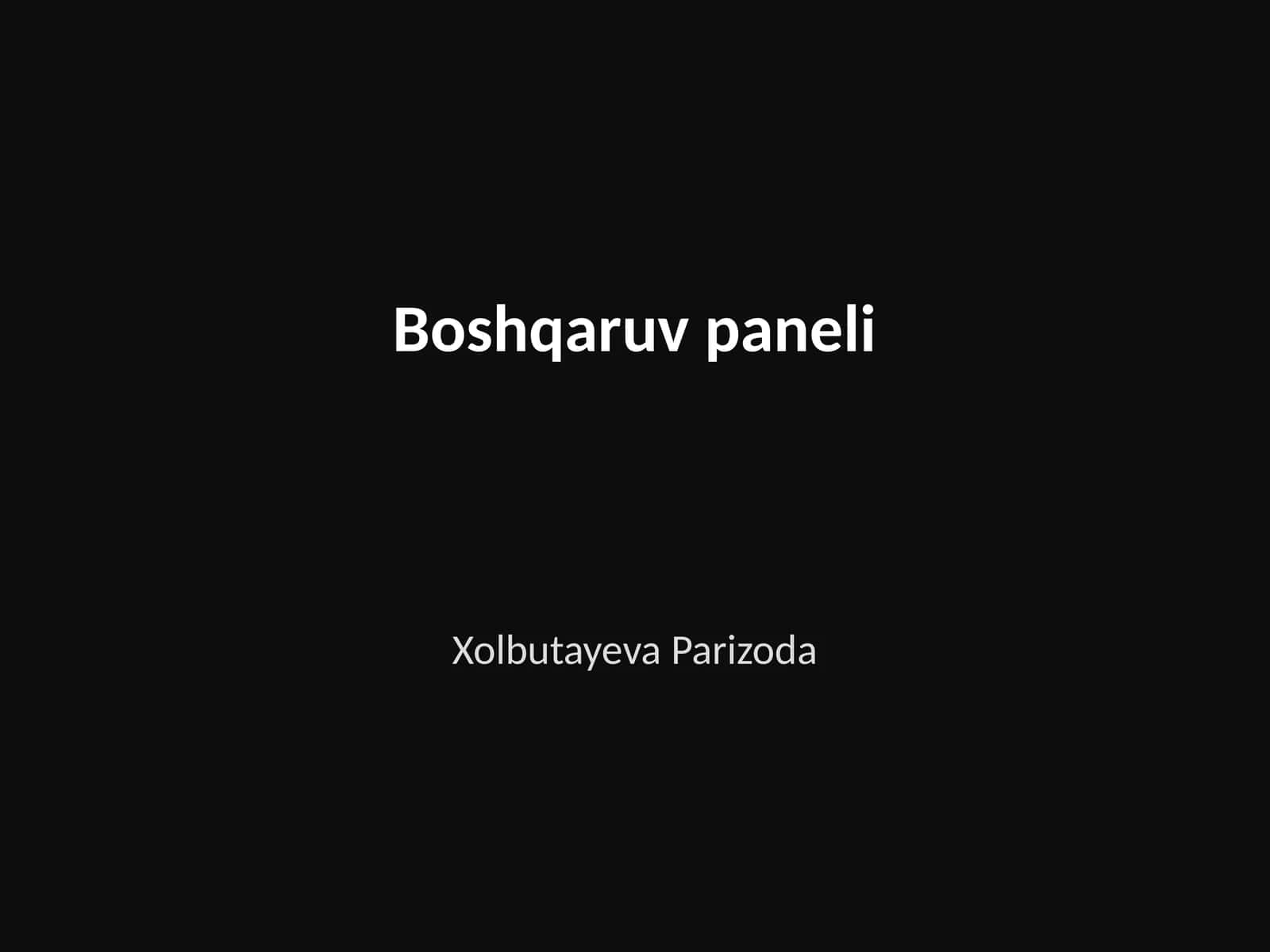 Boshqaruv paneli