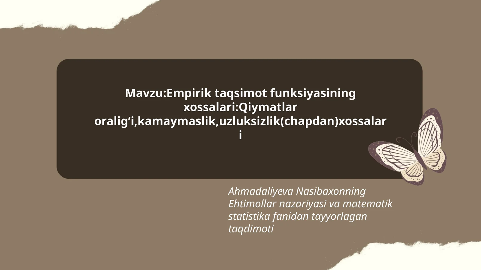 Ehtimollar nazariyasi va matematik statistika