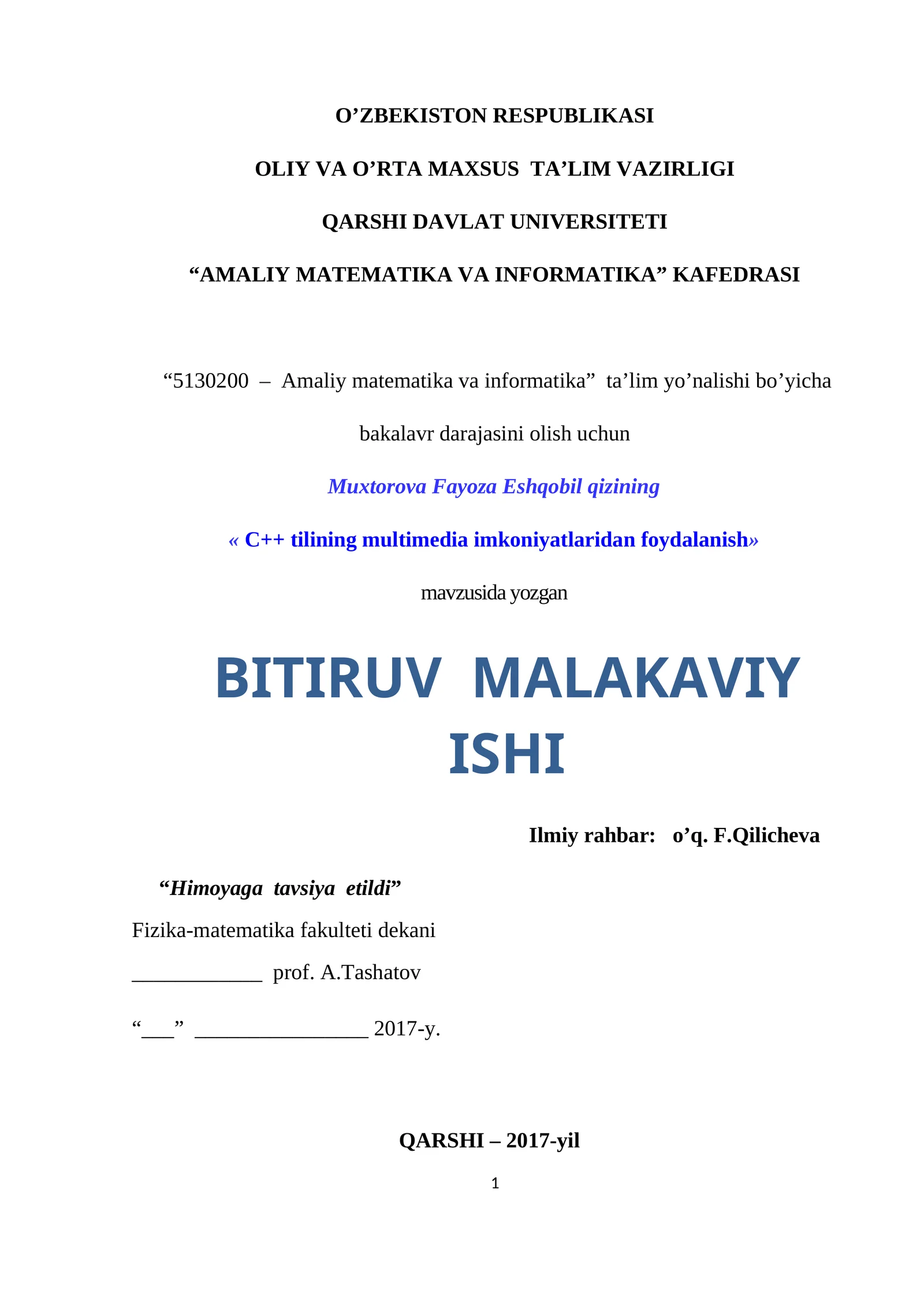 C++ tilining multimedia imkoniyatlaridan foydalanish