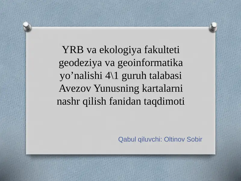 Kartalar tuzish bo'yicha fan