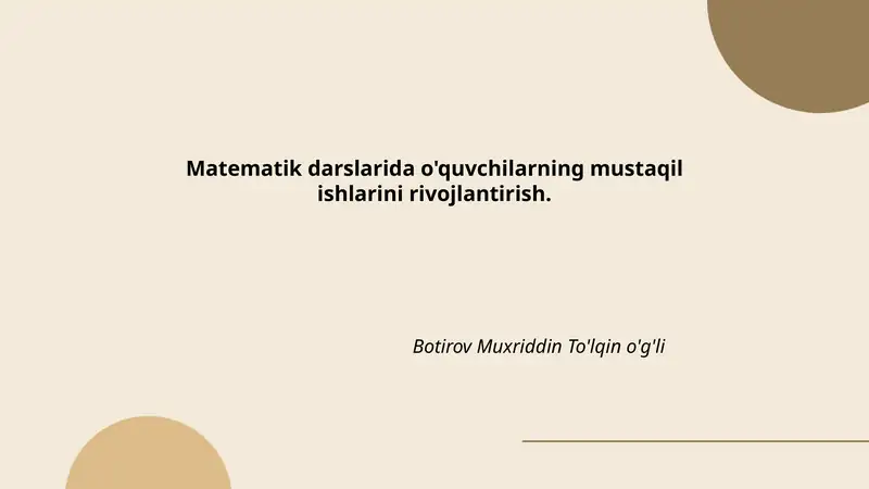 Matematik mantiqni rivojlantirish usullari