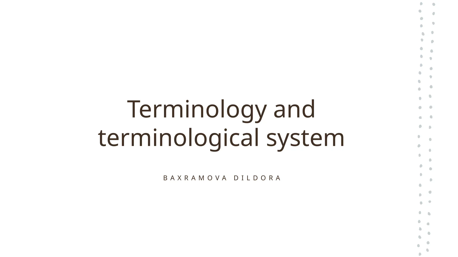 Terminology and terminological system
