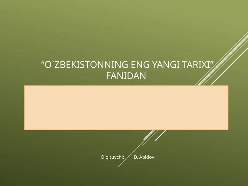 O`zbekistonning eng yaxshi tarixi