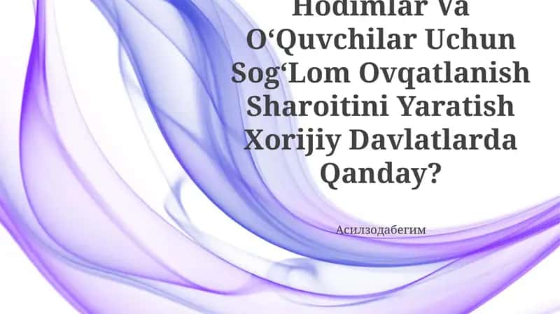 Sogʻlom Ovqatlanish Sharoiti