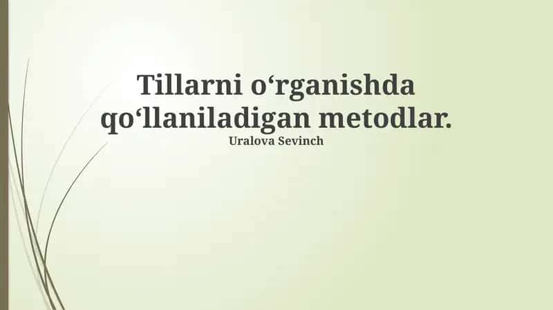 Til o'rganish usullari
