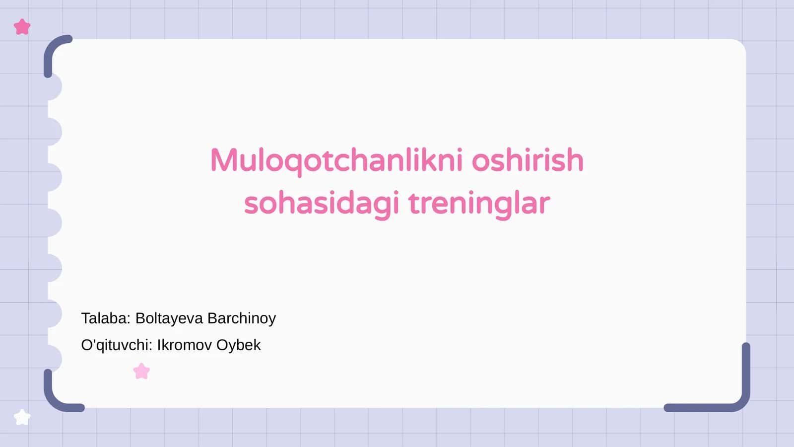 Muloqotchanlikni oshirish sohasidagi treninglar