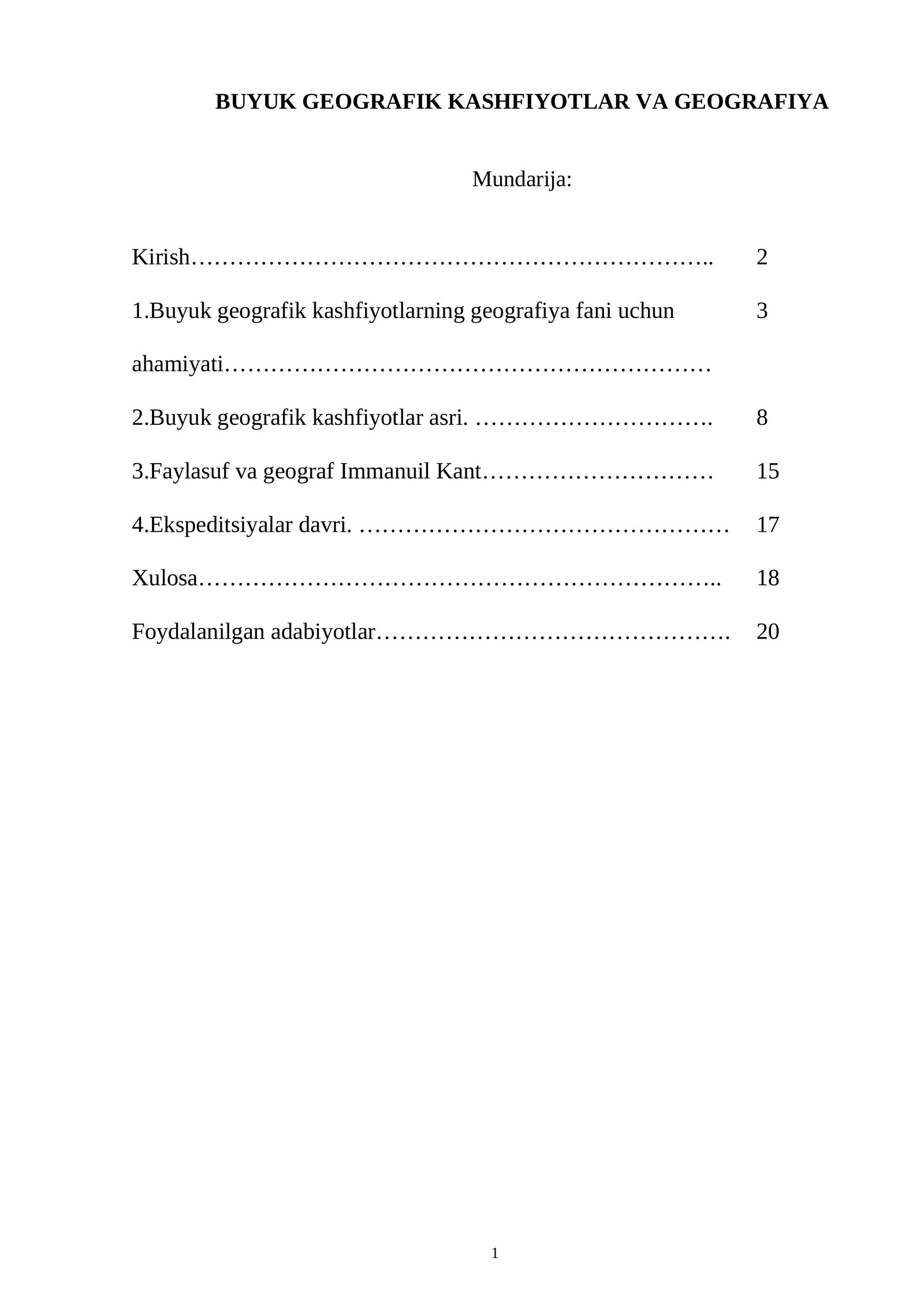 BUYUK GEOGRAFIK KASHFIYOTLAR VA GEOGRAFIYA