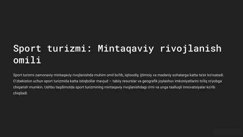 Sport turizmi: Mintaqaviy rivojlanish omili