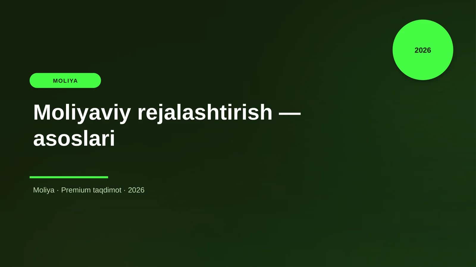 Moliyaviy rejalashtirish — asoslari