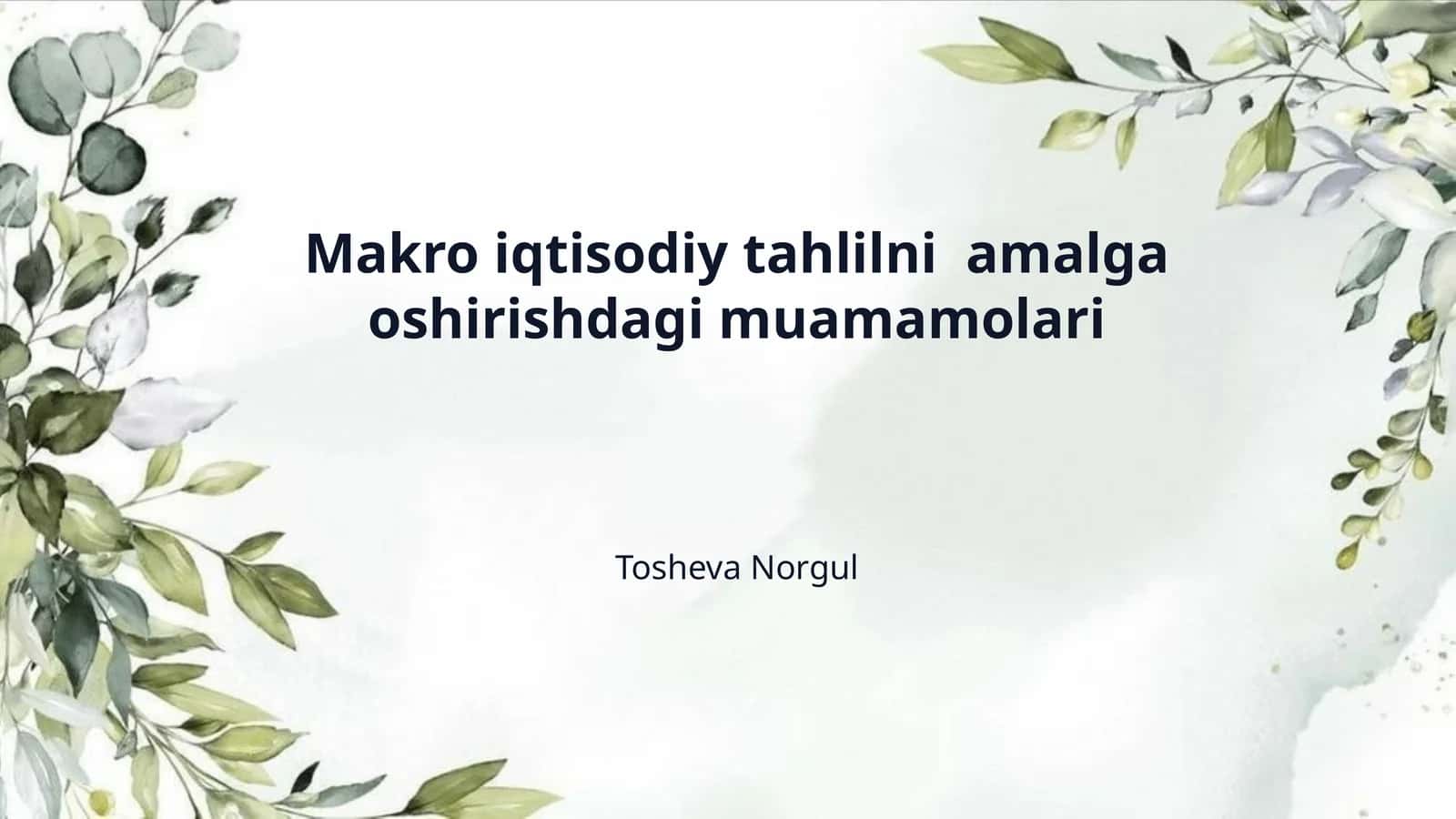 Makro iqtisodiy tahlilni amalga oshirishdagi muamamolari