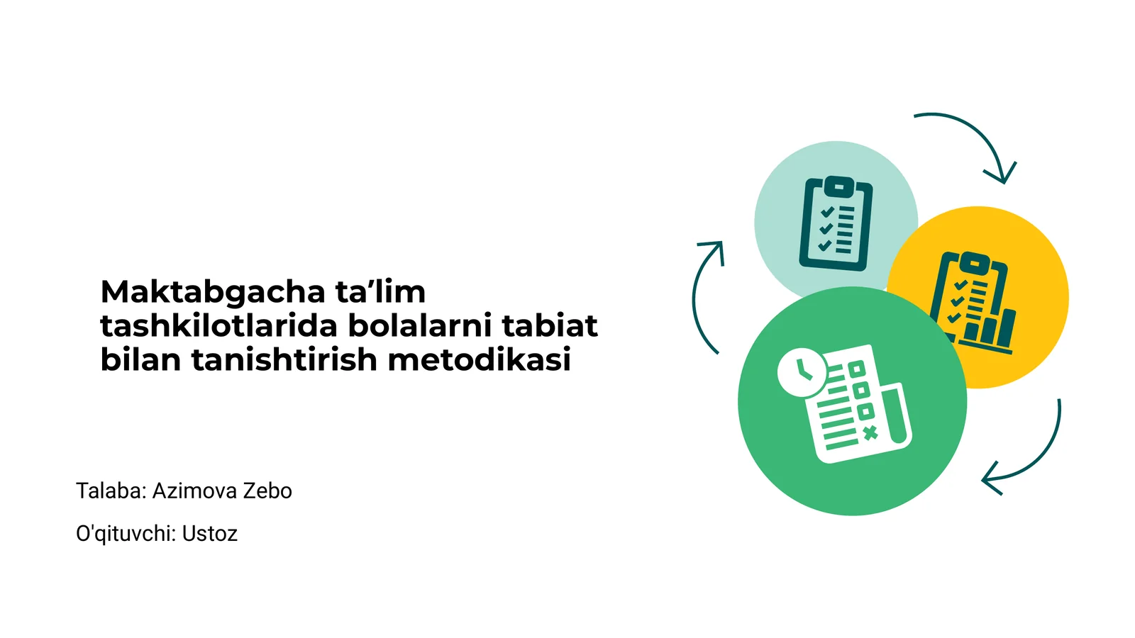 Maktabgacha taʼlim tashkilotlarida bolalarni tabiat bilan tanishtirish metodikasi