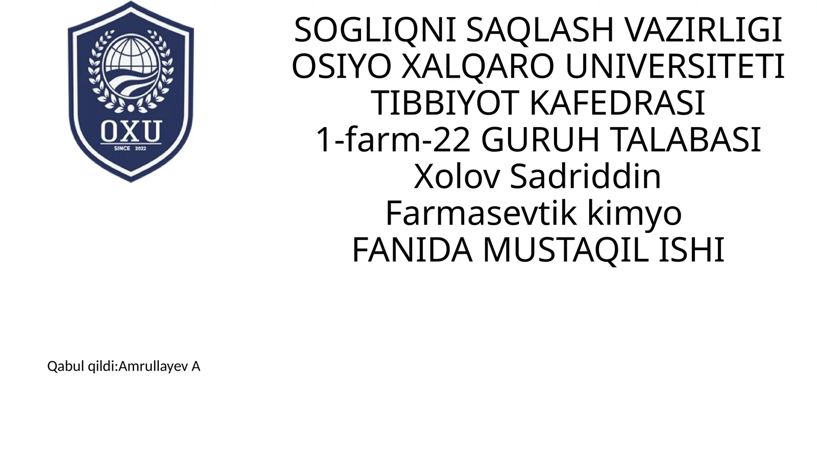 Piridin-3-Karbon Kislota Guruh Preparatlari Tahlili