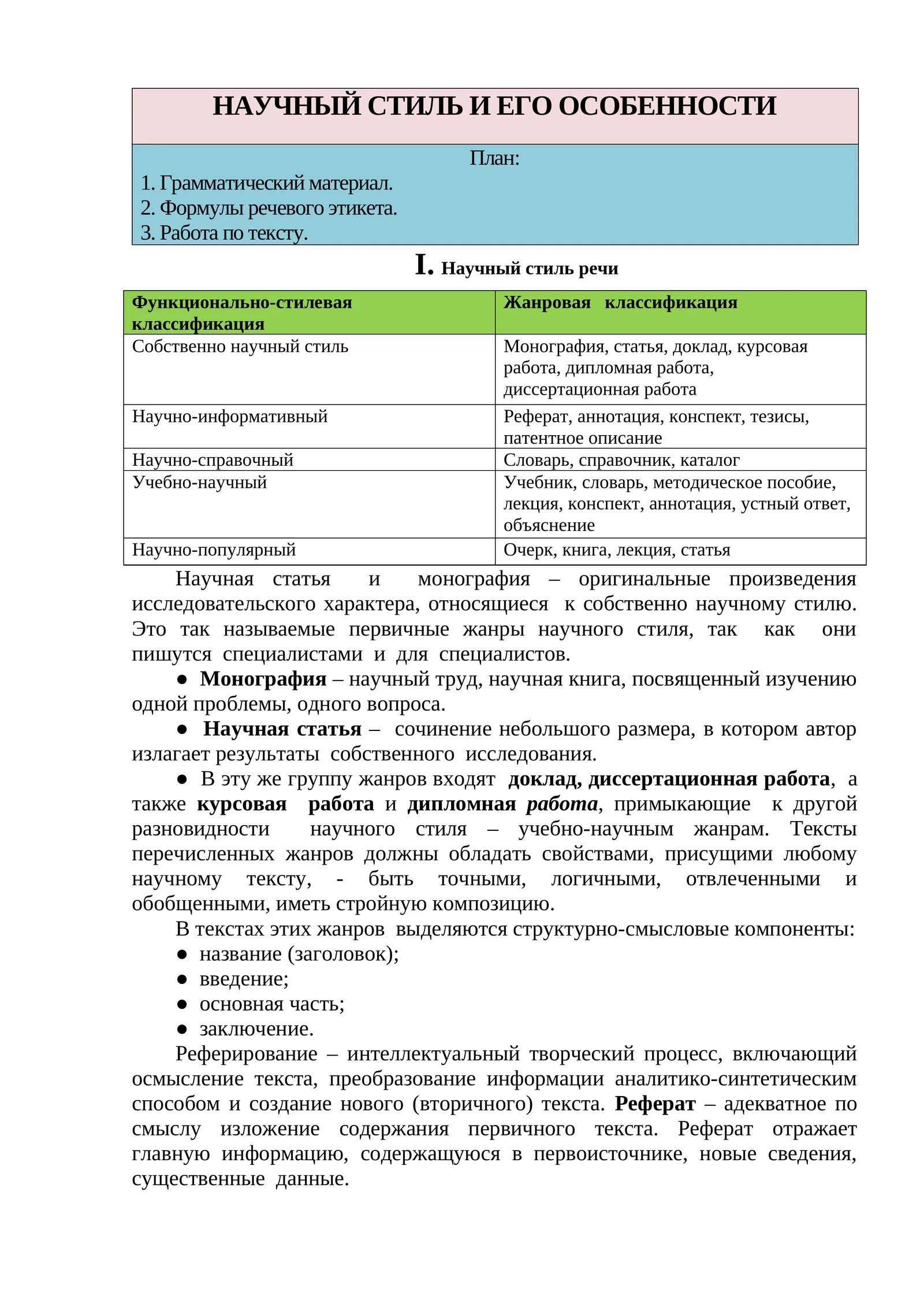 НАУЧНЫЙ СТИЛЬ И ЕГО ОСОБЕННОСТИ