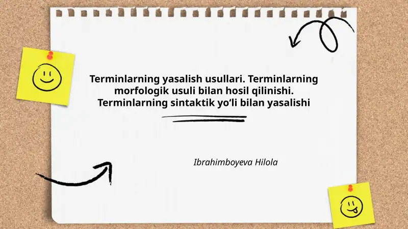 Terminlarning yasalish usullari. Terminlarning morfologik usuli bilan hosil qilinishi. Terminlarning sintaktik yoʻli bilan yasalishi