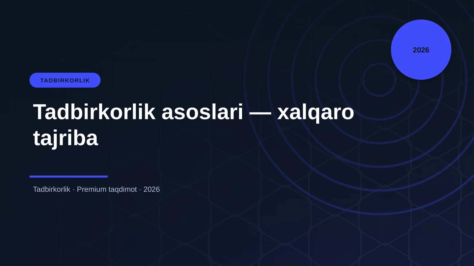 Tadbirkorlik asoslari — xalqaro tajriba
