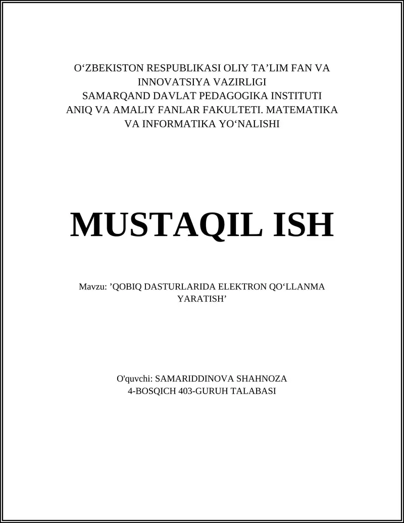 Elektron qoʻllanma yaratish