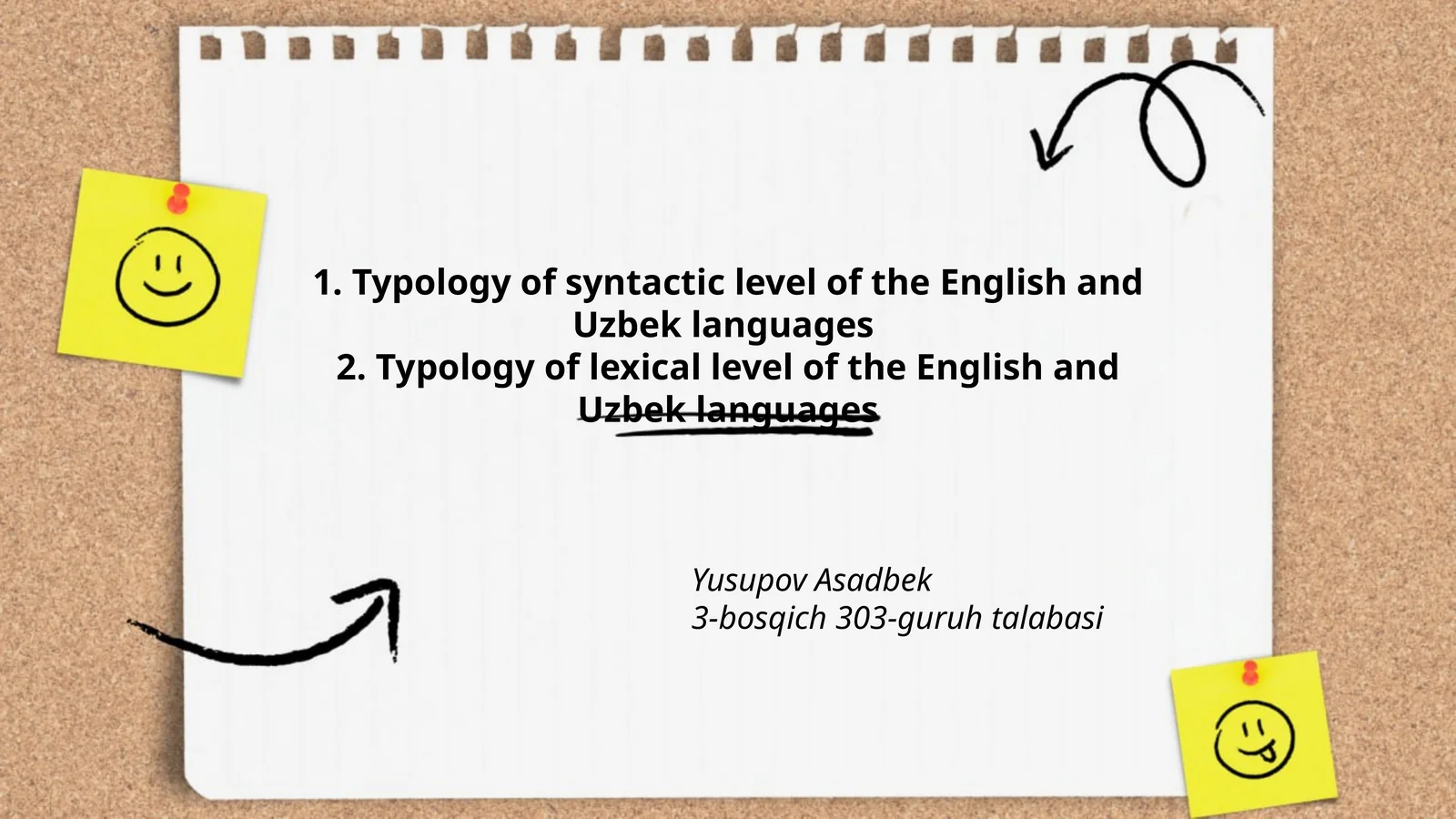 Typology of Syntactic and Lexical Levels of English and Uzbek Languages