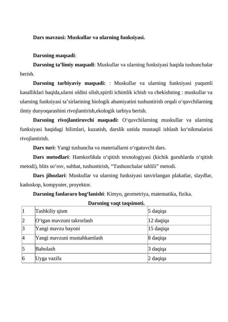 Muskullar va ularning funksiyasi