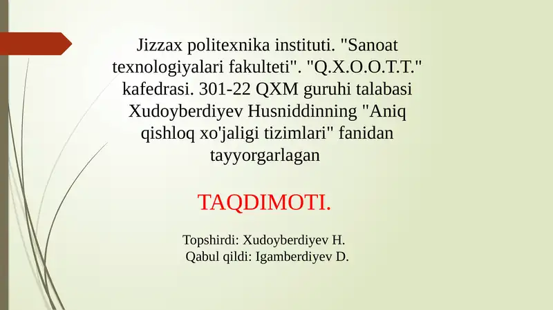 GLOBAL JOYLASHISH TIZIMLARI