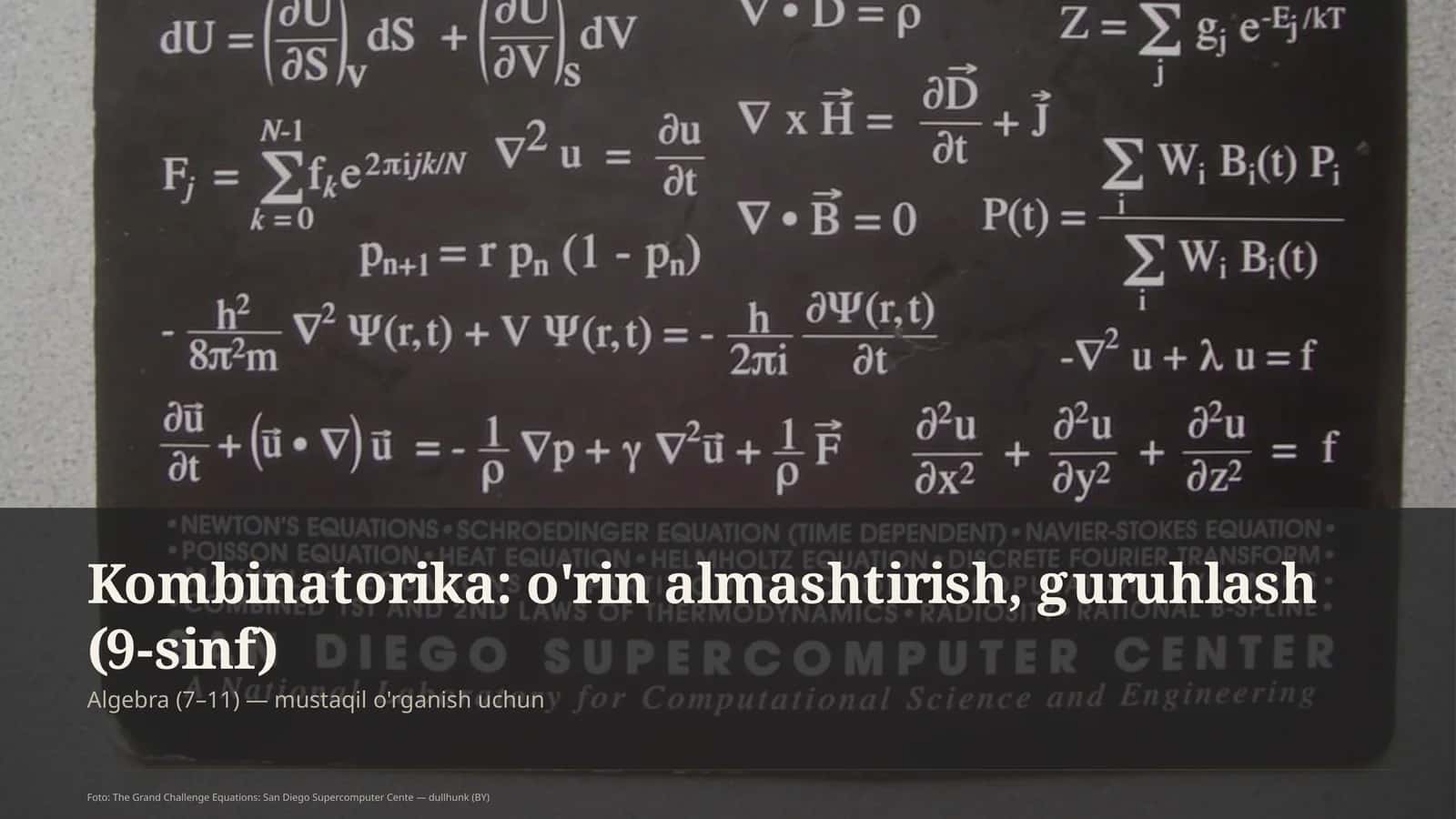 Kombinatorika: o'rin almashtirish, guruhlash (9-sinf)