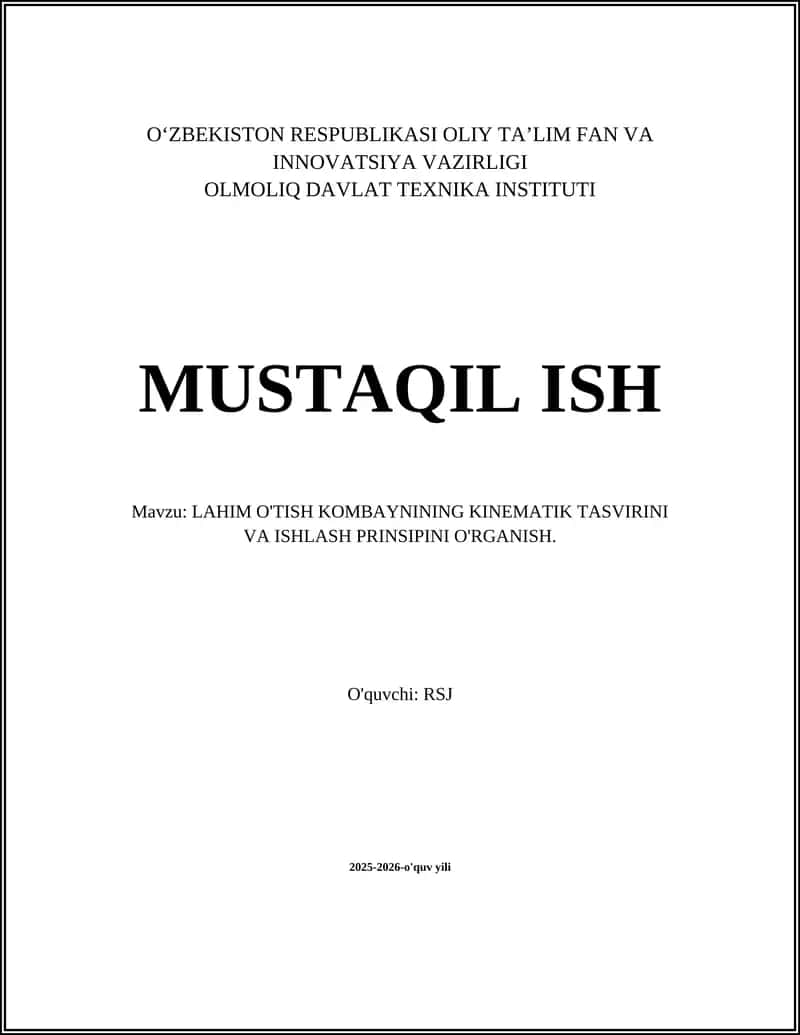LAHIM O'TISH KOMBAYNI