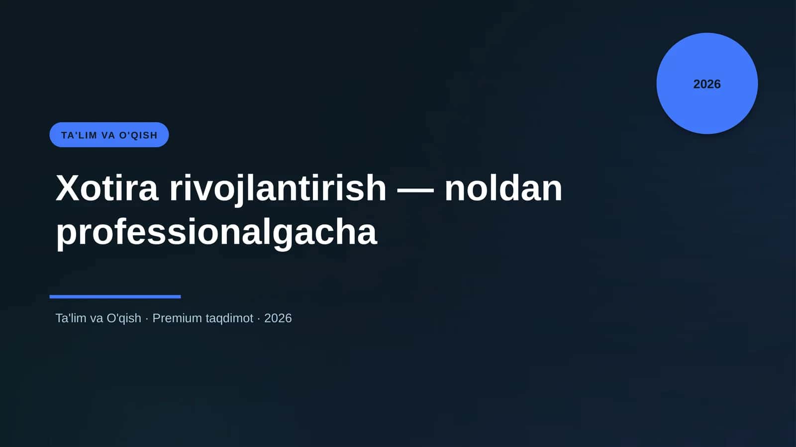 Xotira rivojlantirish — noldan professionalgacha