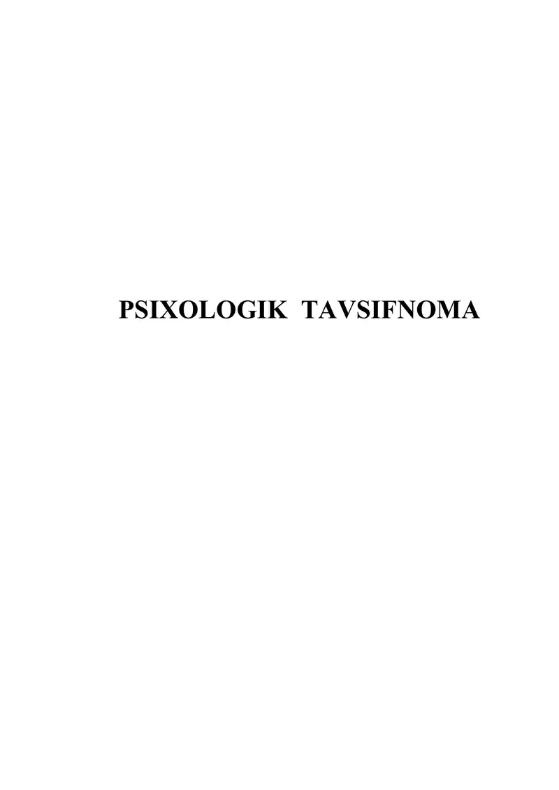 PSIXOLOGIK TAVSIFNOMA