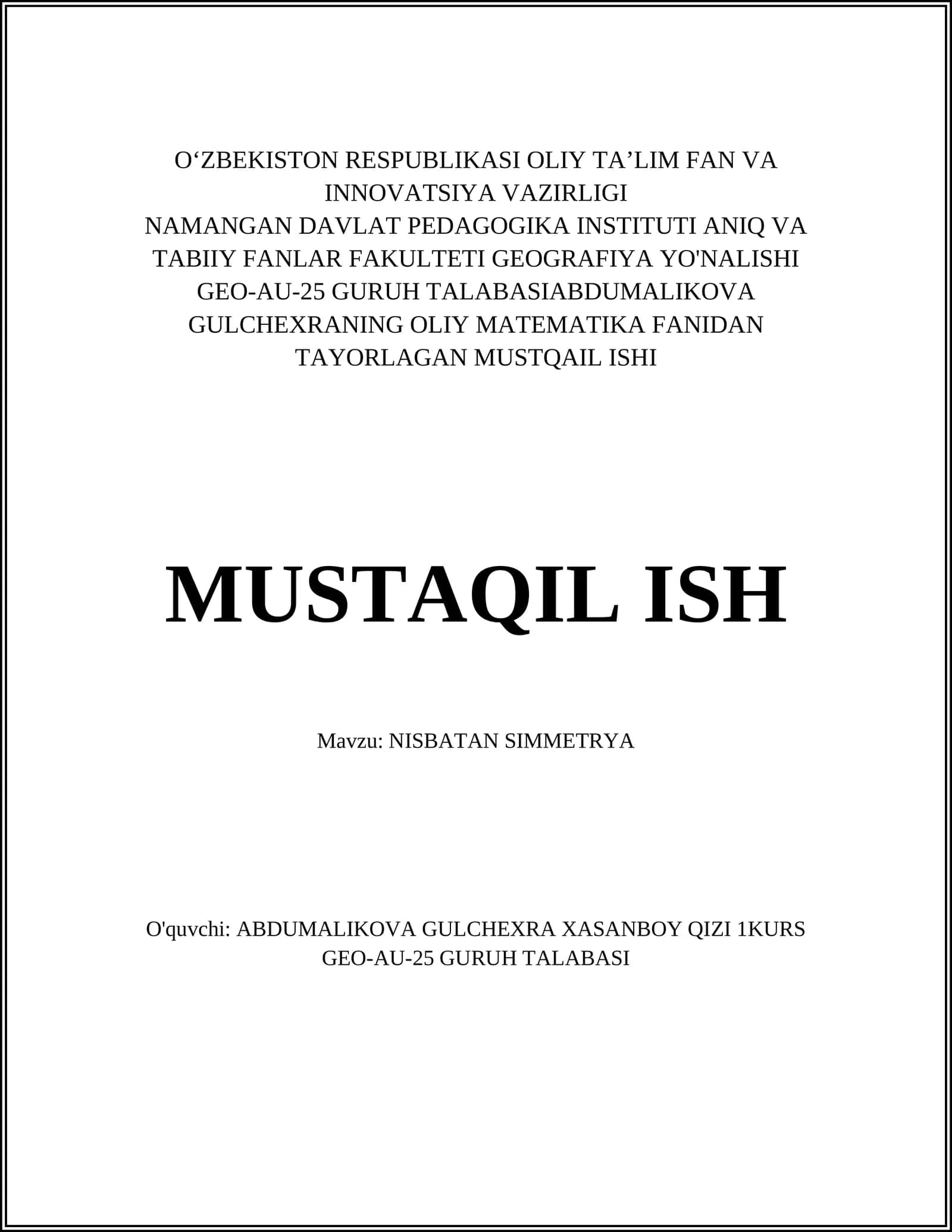 Nisbatan simmetriya