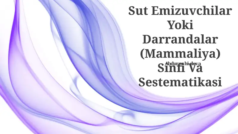Sut Emizuvchilar Yoki Darrandalar (Mammaliya) Sinfi Va Sestematikasi