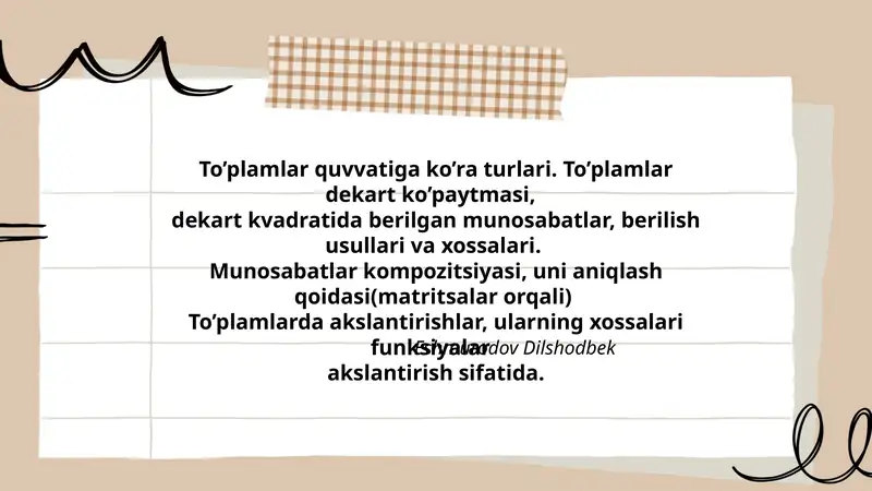 To’plamlar quvvatiga ko’ra turlari