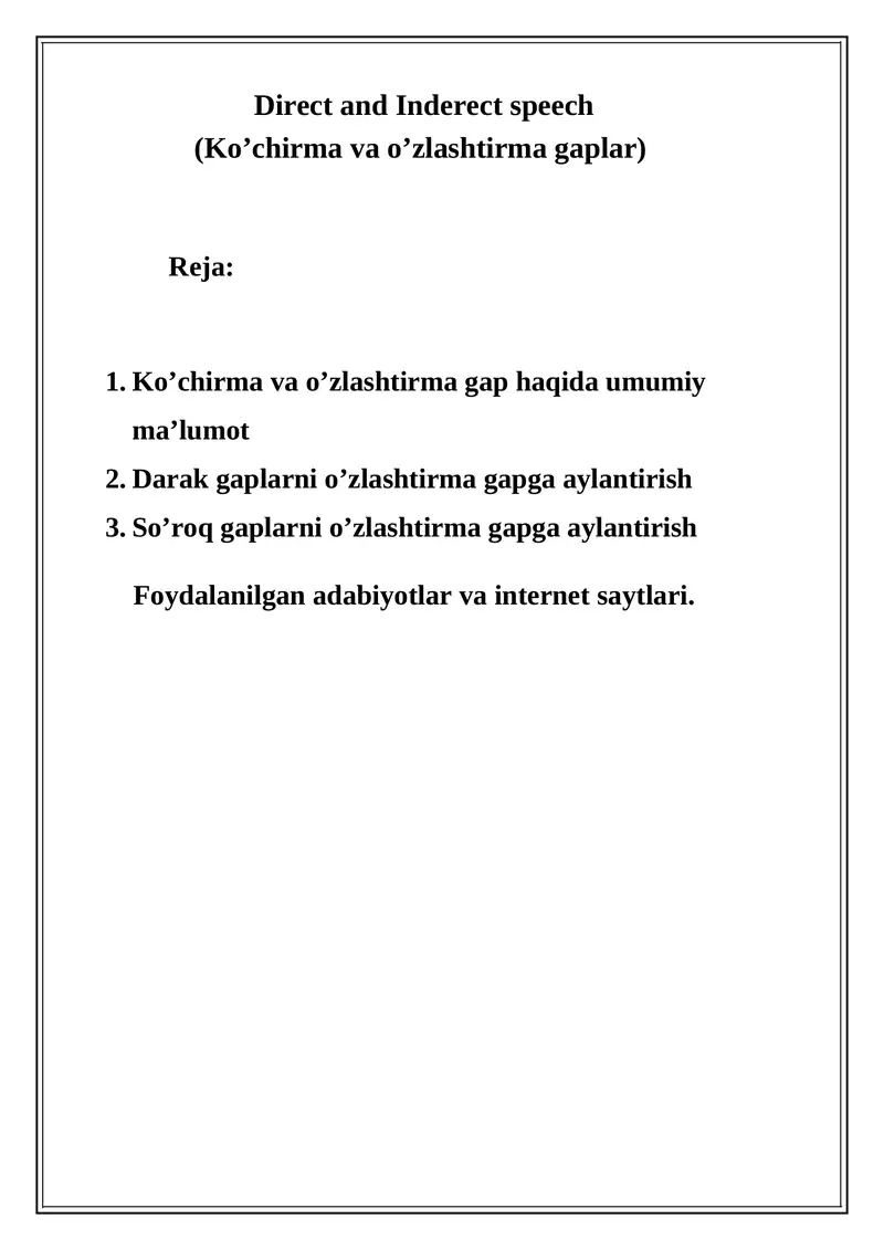 Direct and Inderect speech
