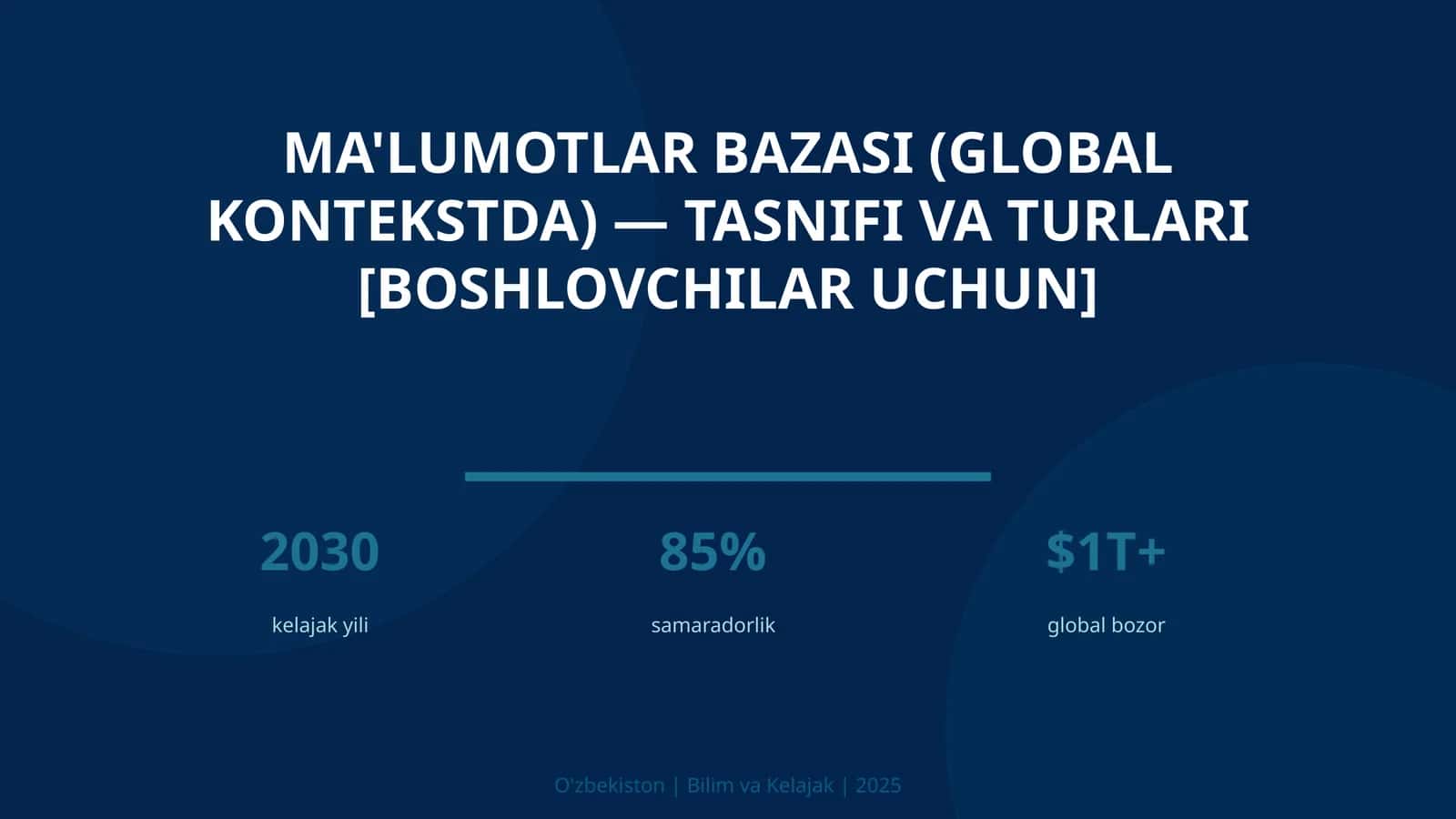 MA'LUMOTLAR BAZASI (GLOBAL KONTEKSTDA) — TASNIFI VA TURLARI [BOSHLOVCHILAR UCHUN]
