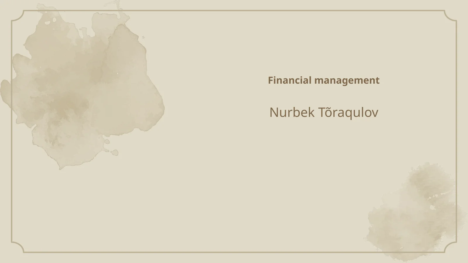 Financial management