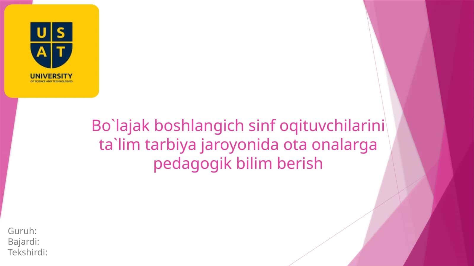 Bo`lajak boshlang`ich sinf o`qituvchilari inita`lim