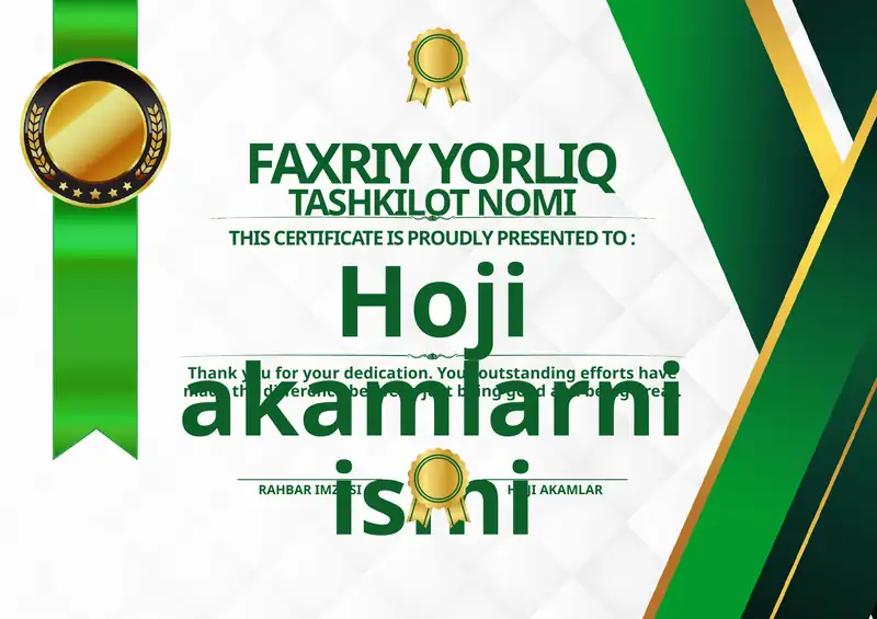 Faxriy yorliq shablon PowerPoint
