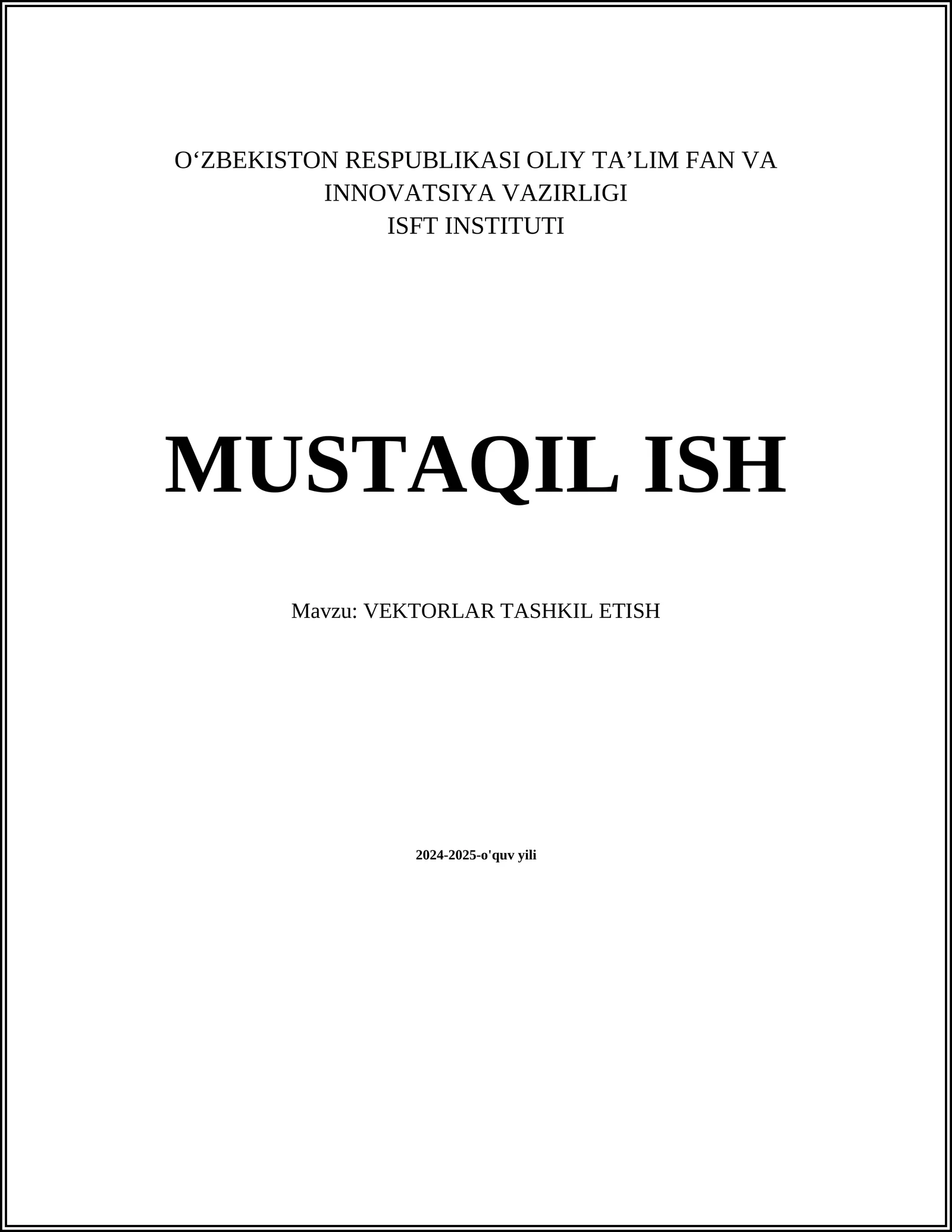 VEKTORLAR TASHKIL ETISH