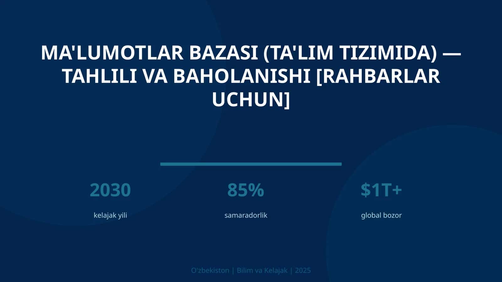 Ma'lumotlar bazasi (ta'lim tizimida) — tahlili va baholanishi [rahbarlar uchun]