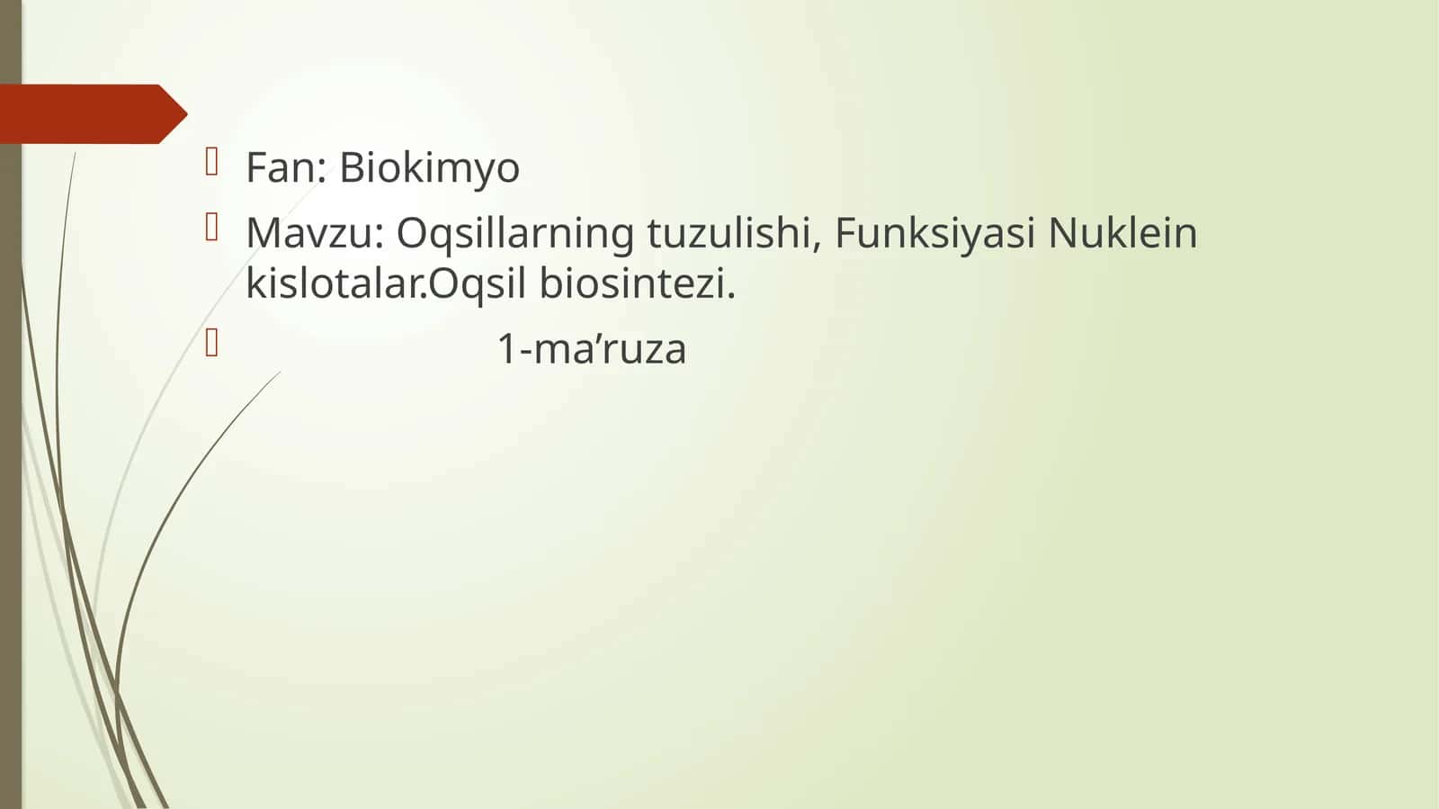 Oqsillarning tuzulishi va funksiyasi nukleinkislotalar