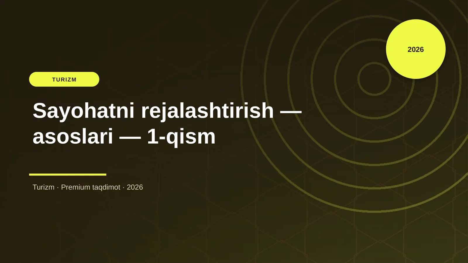 Sayohatni rejalashtirish — asoslari — 1-qism