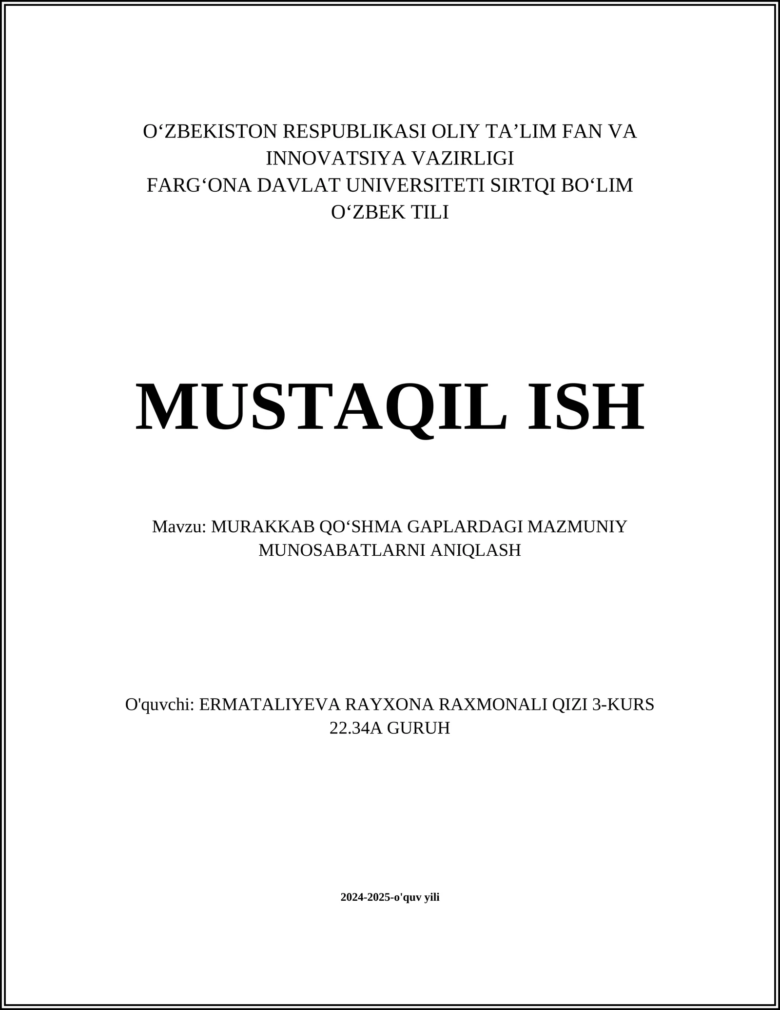 Murakkab Qo'shma Gaplardagi Mazmuniy Munosabatlarni Aniqlash