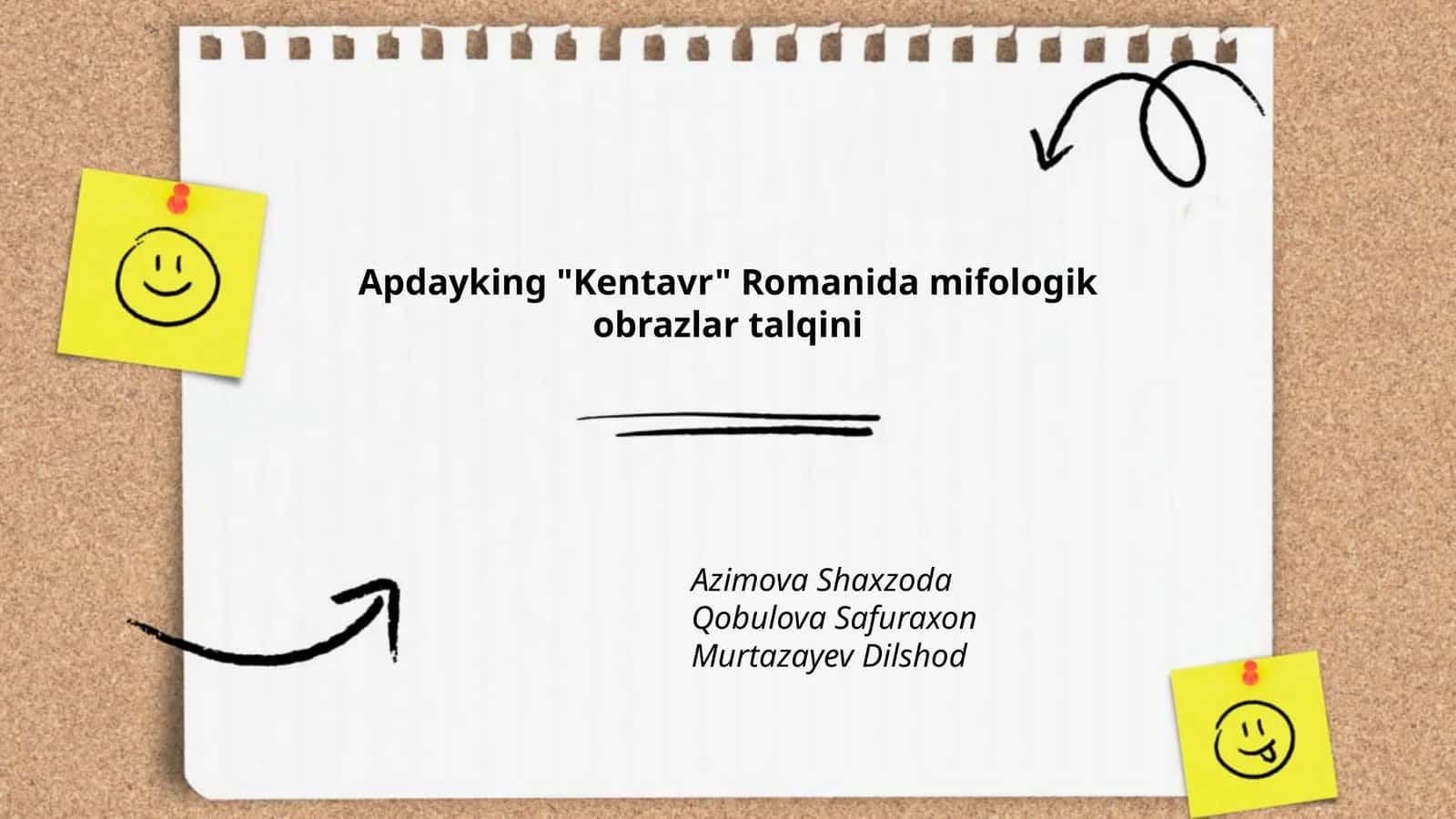 Apdayking "Kentavr" Romanida mifologik obrazlar talqini