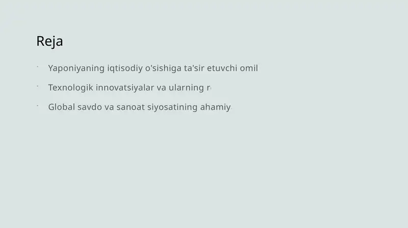 Yaponiyaning iqtisodiy o'sishiga ta'sir etuvchi omillar