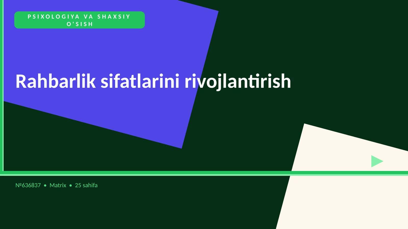 Rahbarlik sifatlarini rivojlantirish