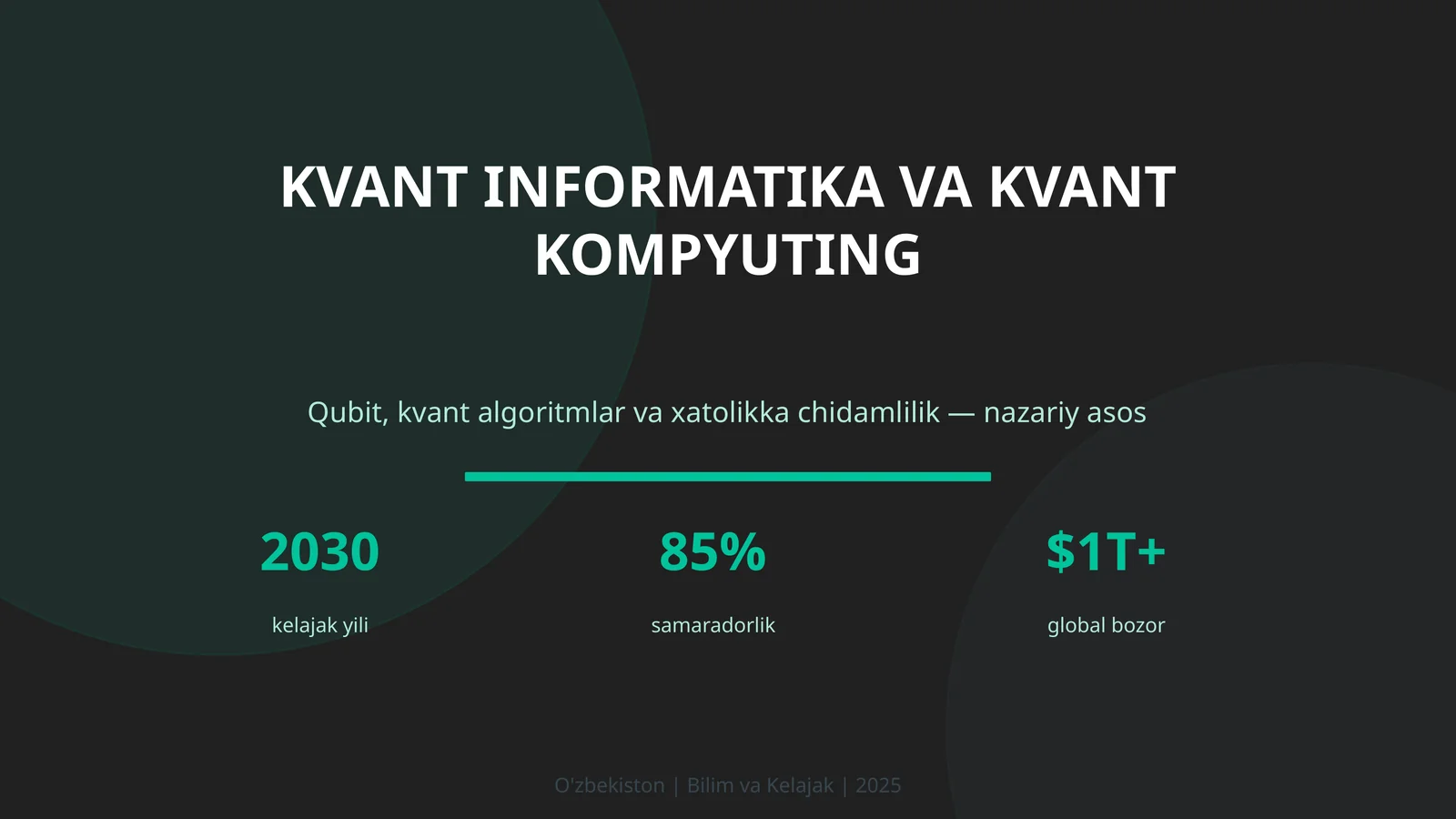 KVANT INFORMATIKA VA KVANT KOMPYUTING