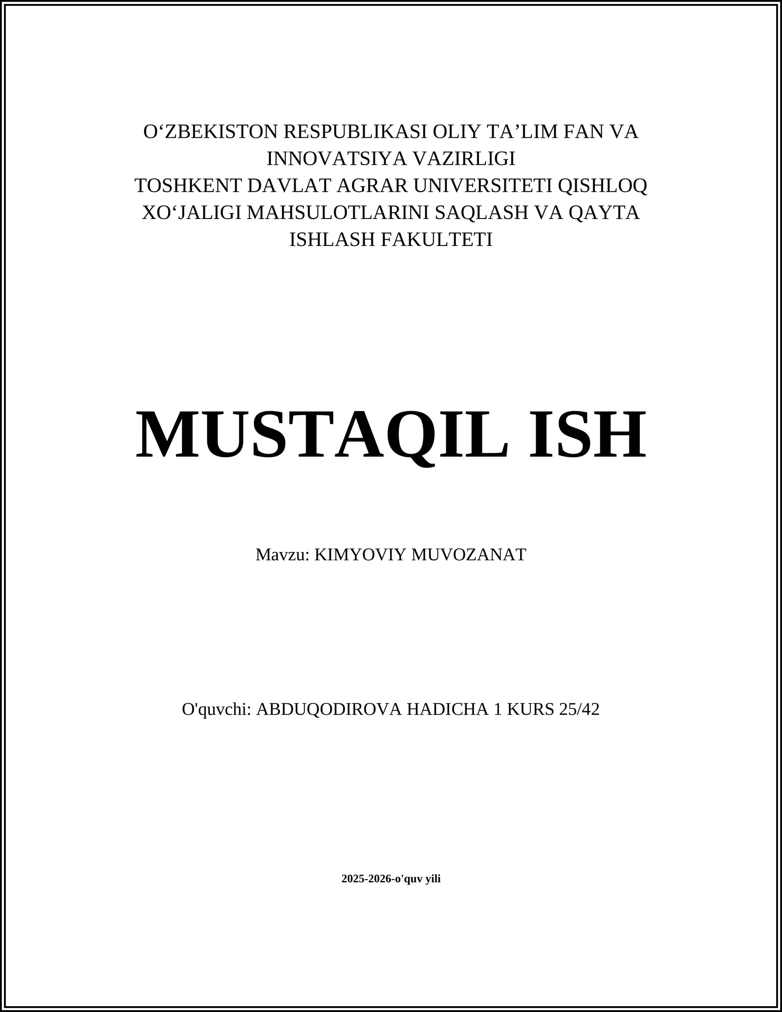 KIMYOVIY MUVOZANAT