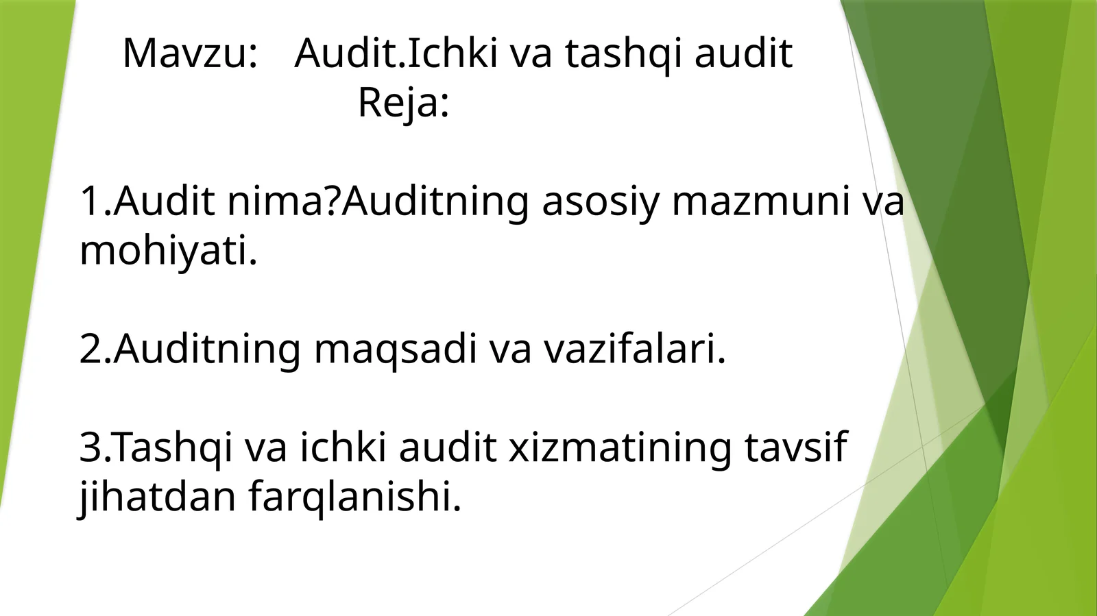 Audit. Ichki va tashqi audit