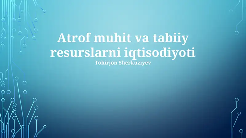Atrof-muhit va tabiiy resurslarni iqtisodiyoti